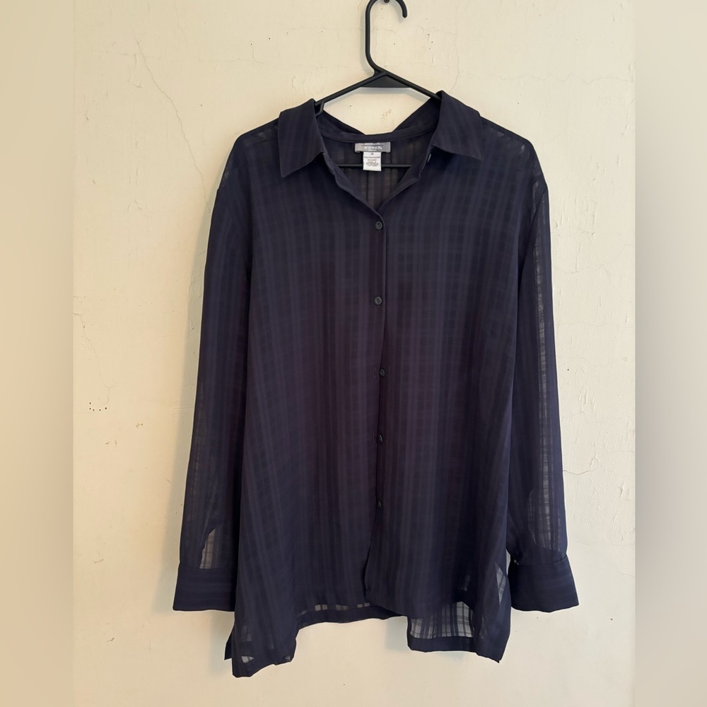Urban Works sheer blouse dark grey made in Guatemala size 1X